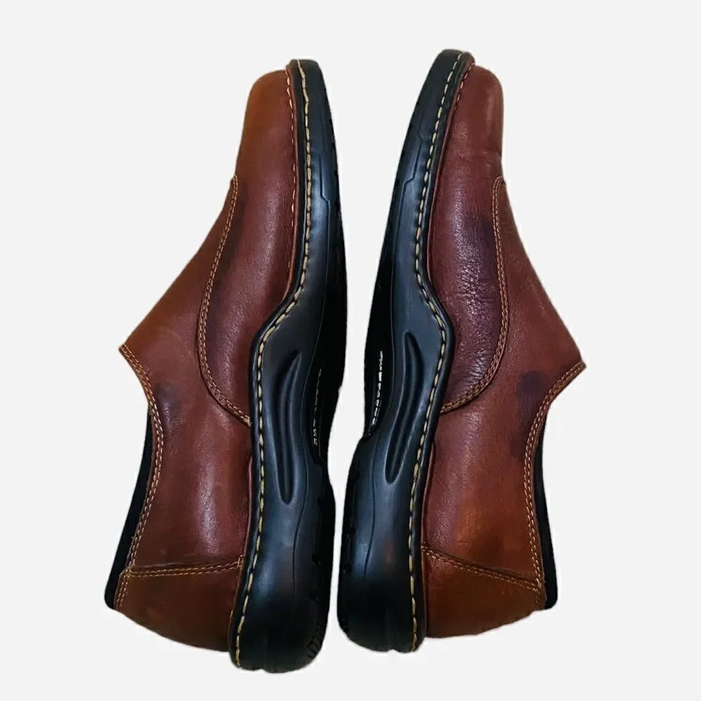 Men’s Eastland slip on rich brown comfort loafer Overstitching rubber sole 11